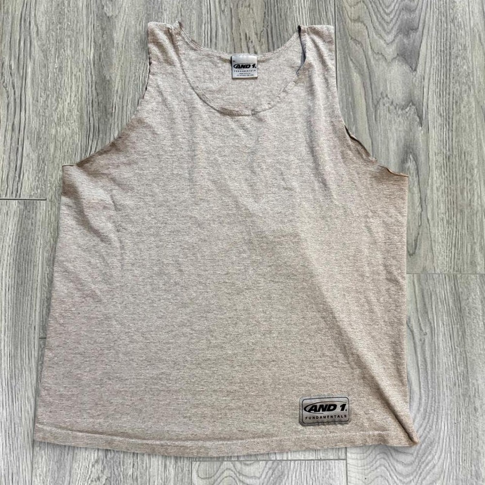 Vintage 90s AND1 Fundamentals Basketball Tank Top Gray XL Made in USA